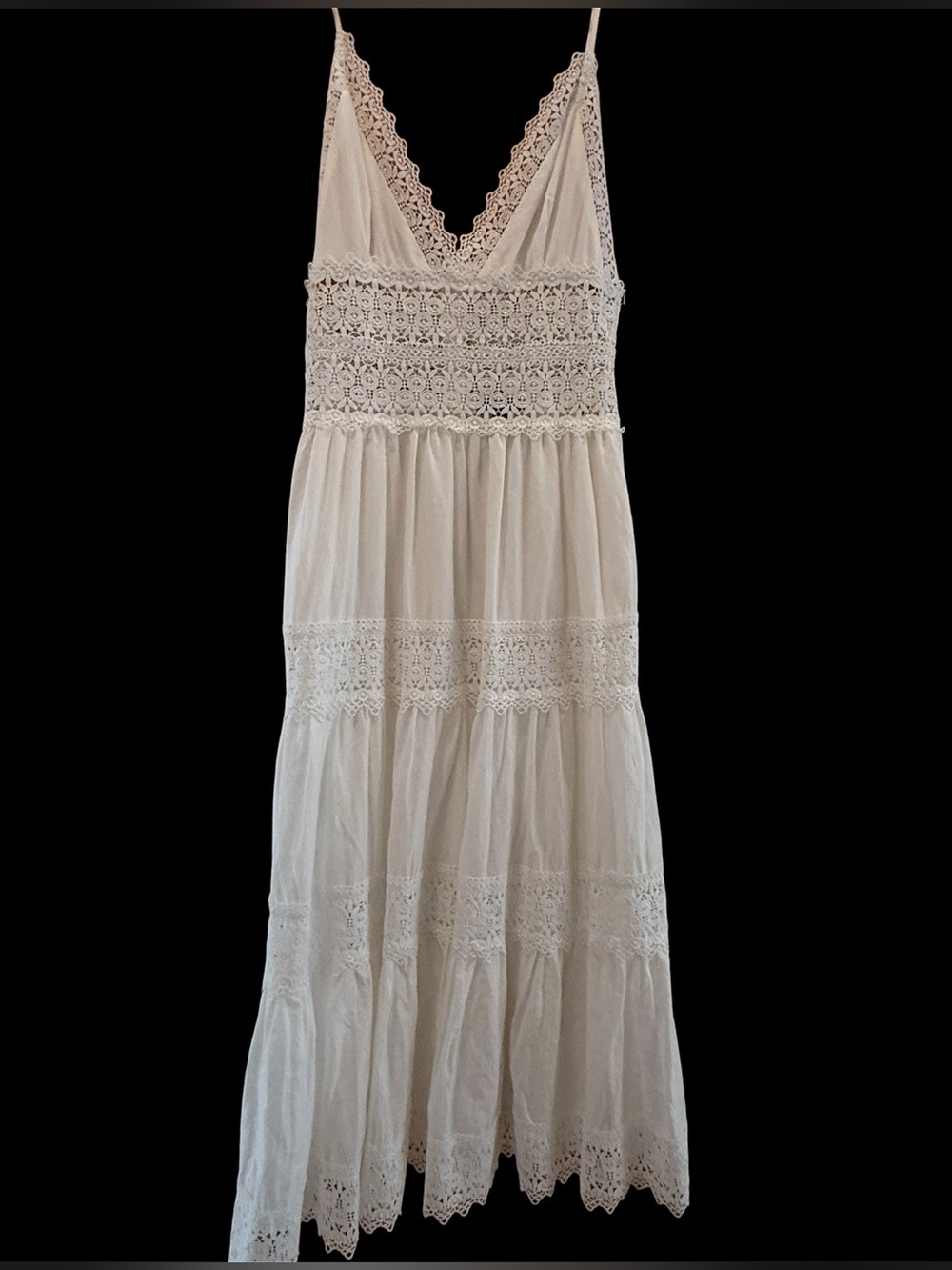 Aqua by Bloomie's Pretty White Maxi Sundress w/Spaghetti Straps & Lace Detail - Picture 3 of 13